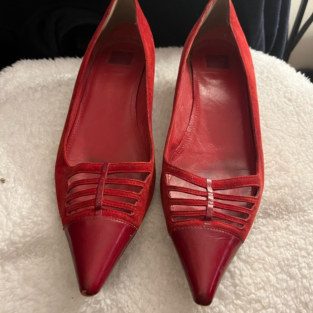 Vintage Coach kitten heel pumps in red, size 10